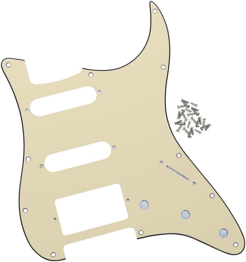 FLEOR 11 Holes HSS Pickguard ST Style Guitar Pickguard Pick Guard Scratchplate with Screws,3Ply Cream - Image 1